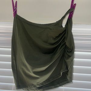 Olive green mini skirt with cut out